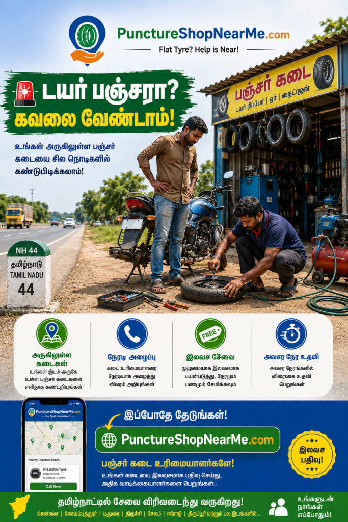 என் அருகில் பைக் பஞ்சர் கடை | PunctureShopNearMe