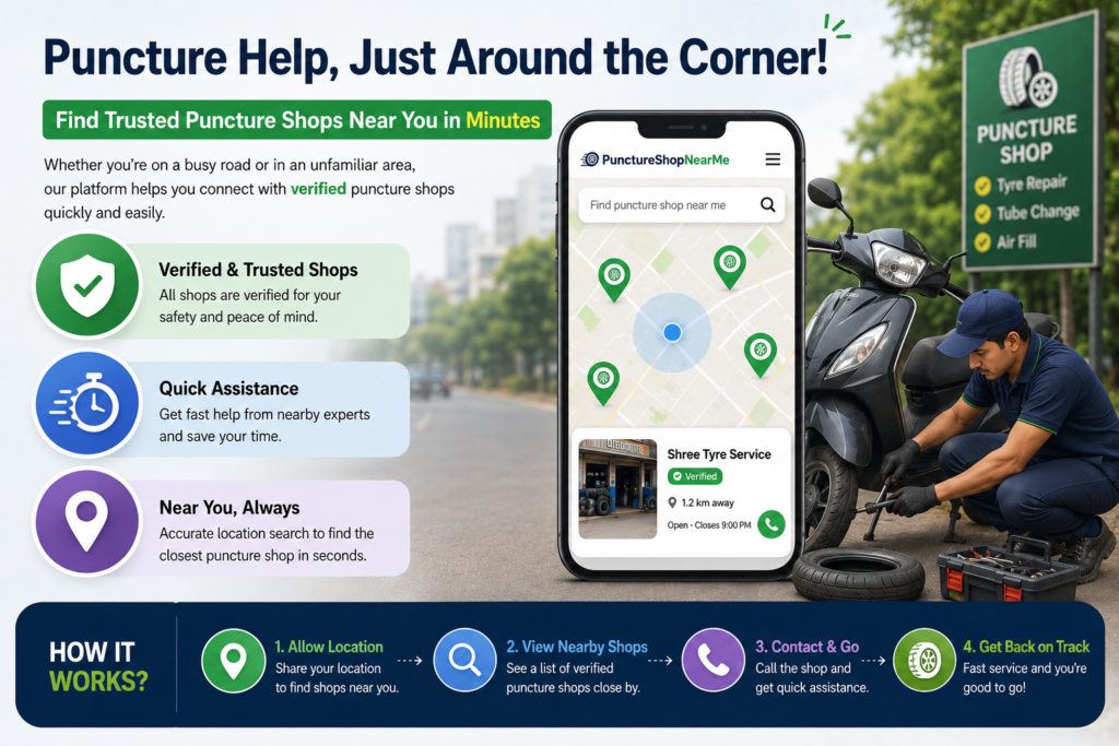 என் அருகில் பைக் பஞ்சர் கடை | PunctureShopNearMe