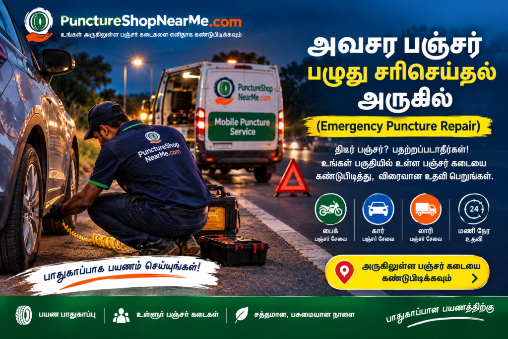 அவசர பஞ்சர் பழுது சரிசெய்தல் அருகில்