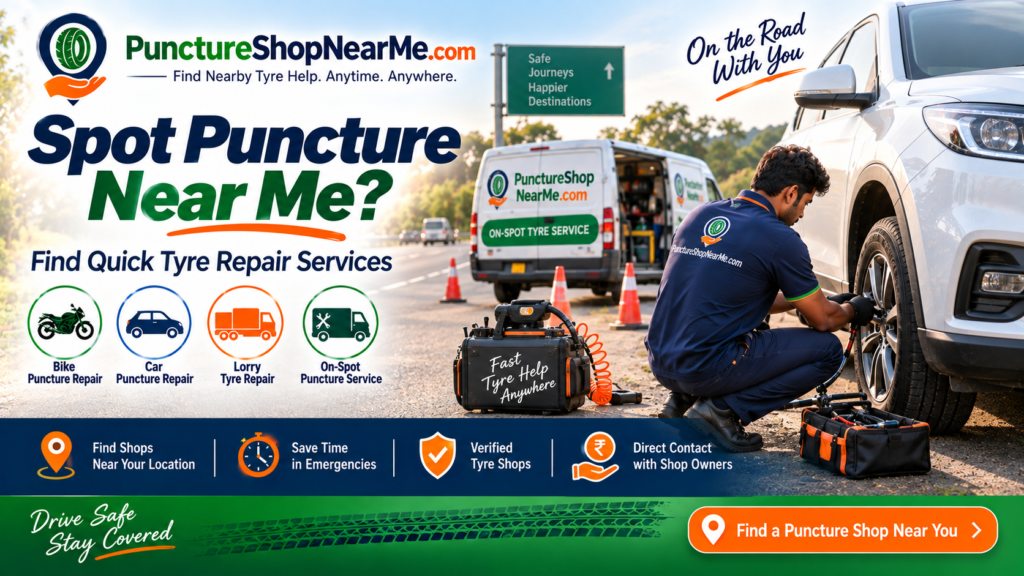 Spot puncture near me for bike, car and lorry tyre repair
