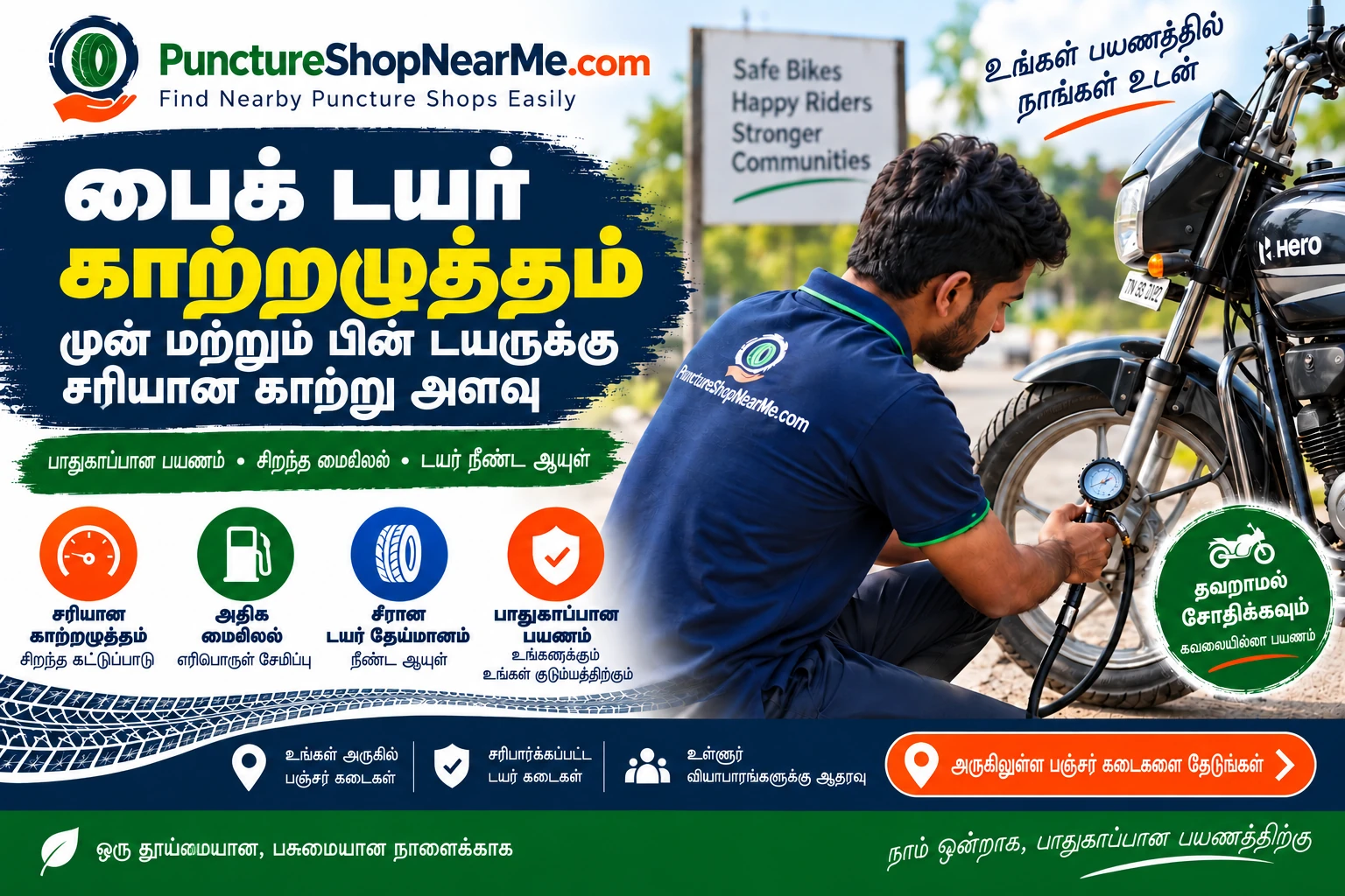 bike tyre air pressure முன் மற்றும் பின் டயர் காற்றழுத்தம்