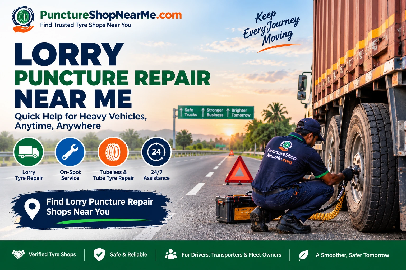Lorry puncture repair near me with roadside heavy vehicle tyre service